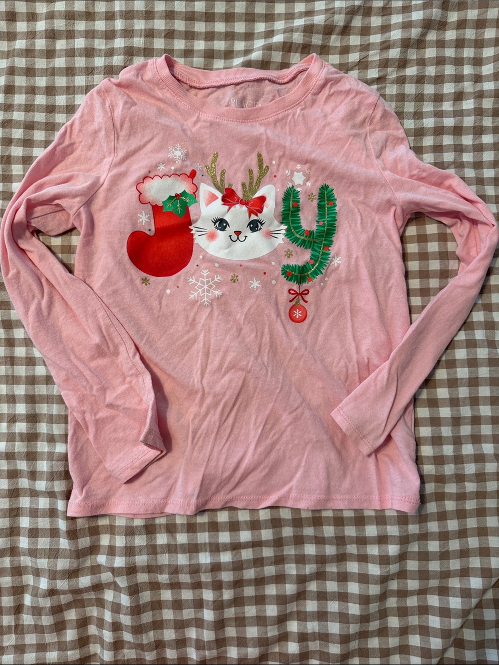 The Children's Place Pink Holiday Cat & Cactus Long-Sleeve Tee